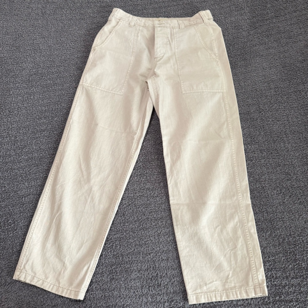 🔥Madewell Men’s Herringbone Carpenter Pants 28x30 Straight Cream Twill Workwear
